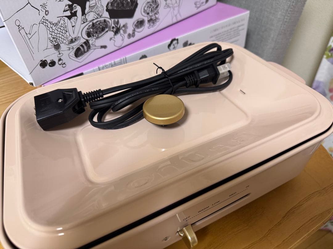 BRUNO コンパクトホットプレート ベビーピンク【美品・箱付き】