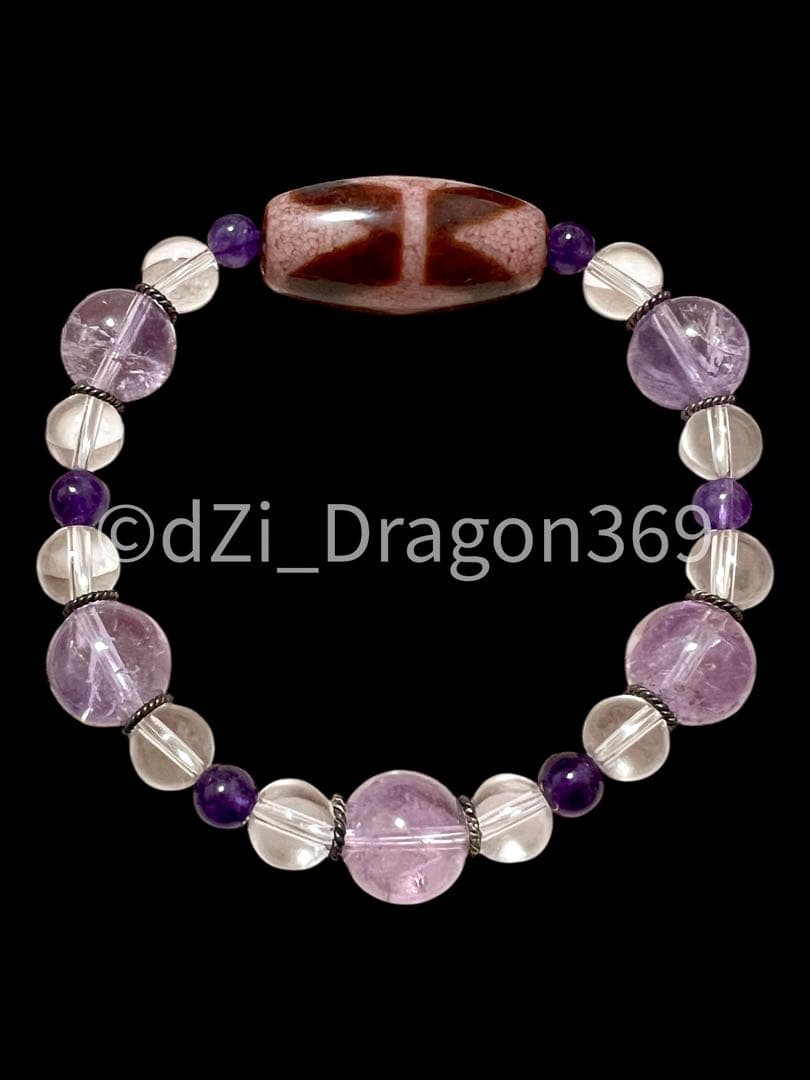 dZi beadsジービーズ 西蔵 老礦朱砂龍紋双虎牙天珠のブレス