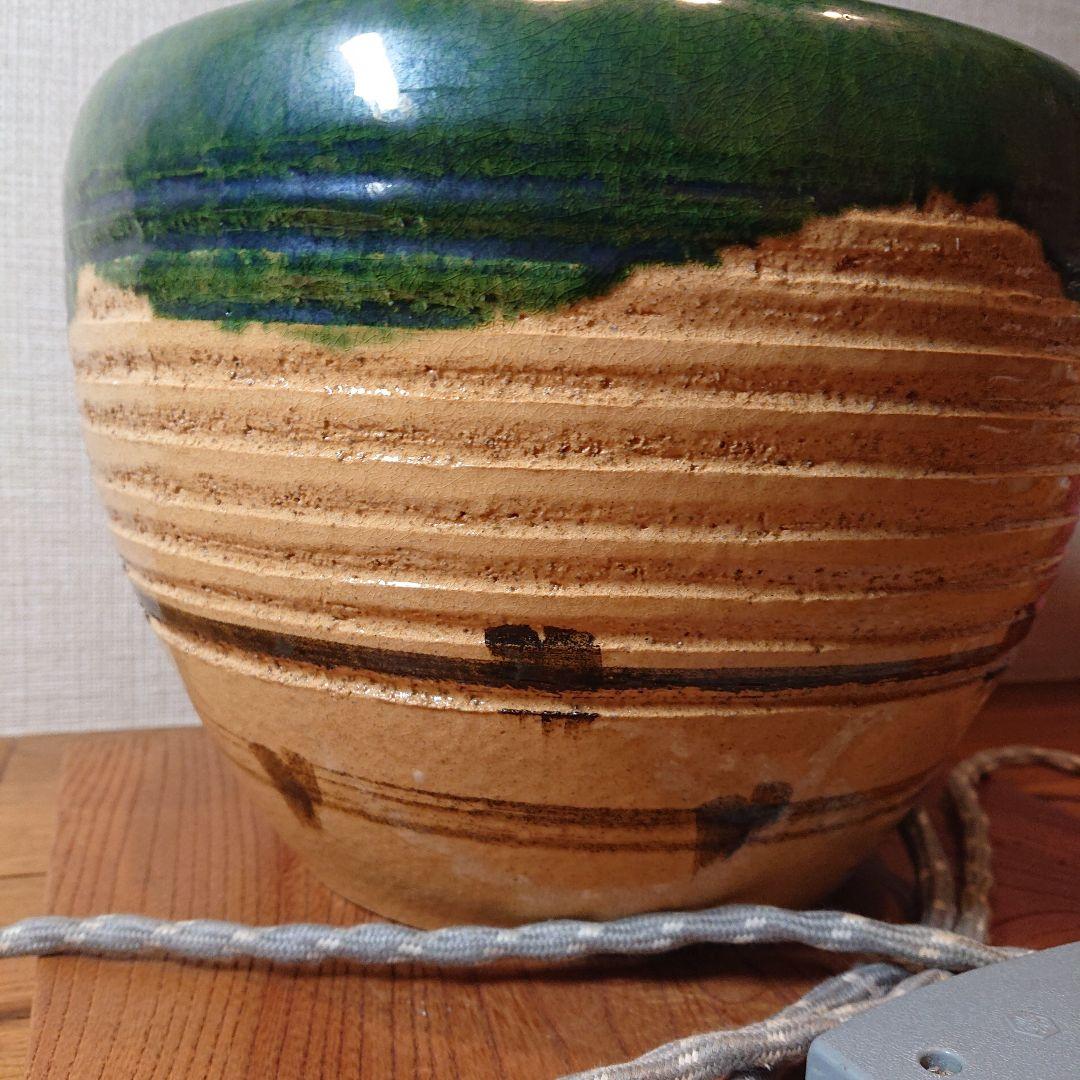茶道具 電熱器 陶器製 緑色