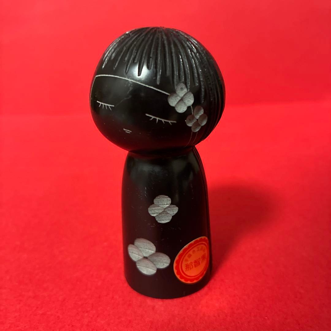 希少　ヴィンテージ　昭和時代物　那智黒石のこけし人形　置物　伝統工芸品　骨董