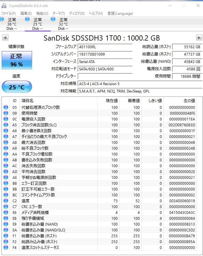 SanDisk内蔵2.5インチSSD 1TB SDSSDH3-1T00-G25