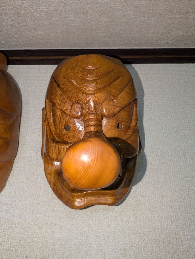 木彫　烏天狗面・大天狗面　大型