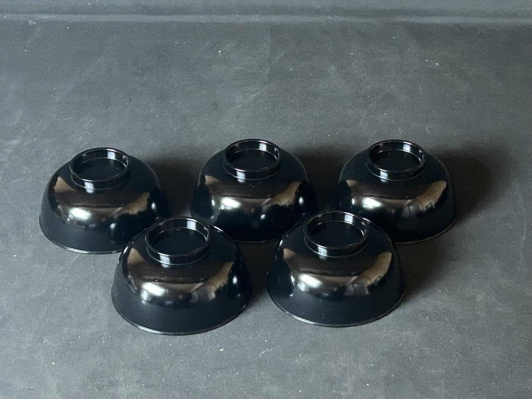 蝋色黒地布着堅地 四ッ入子椀 5客 茶懐石道具 s30