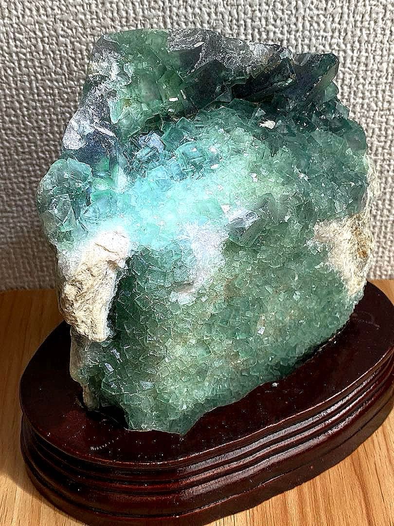 か*爺様 T1017特価★着払いパープルグリーンフローライトキューブ結晶原石クラ