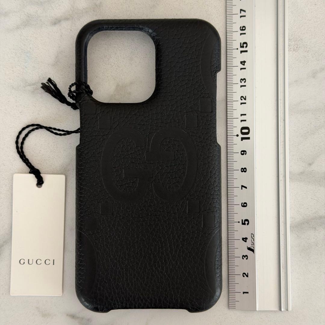 【新品】GUCCI ジャンボGG レザー iPhone15 ケース ブラック