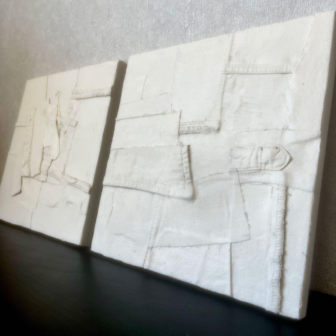 モダンアート　24×24㎝　2枚セット　デニム　現代アート　インテリア
