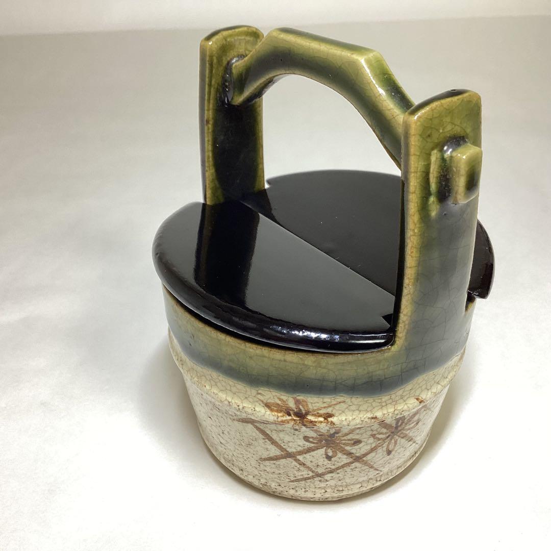 手桶茶器 織部 不老園 蓋ぐらつきあり 木箱入 茶道具 古物品