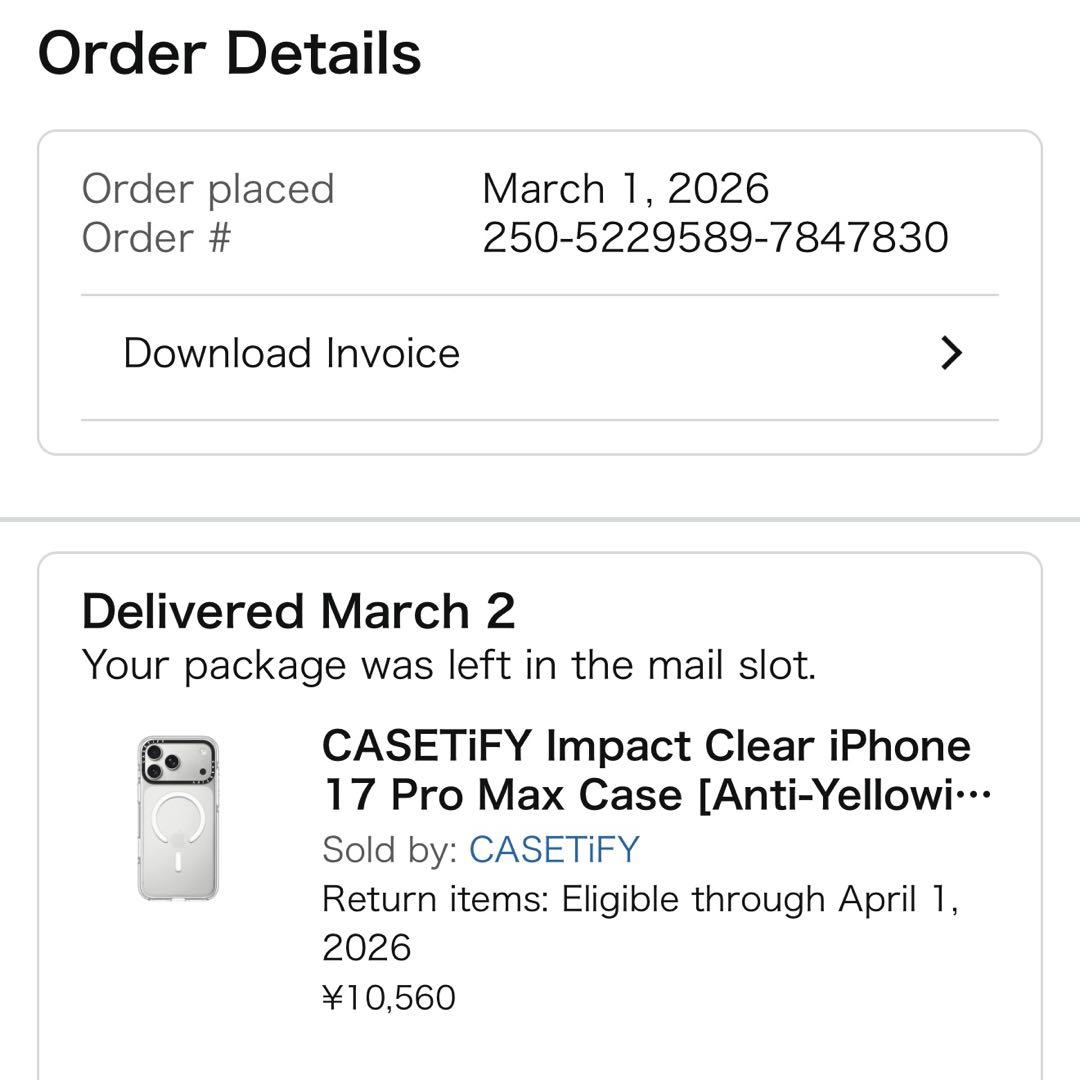CASETiFY iPhone17ProMax用クリアケース(開封済み・未使用）