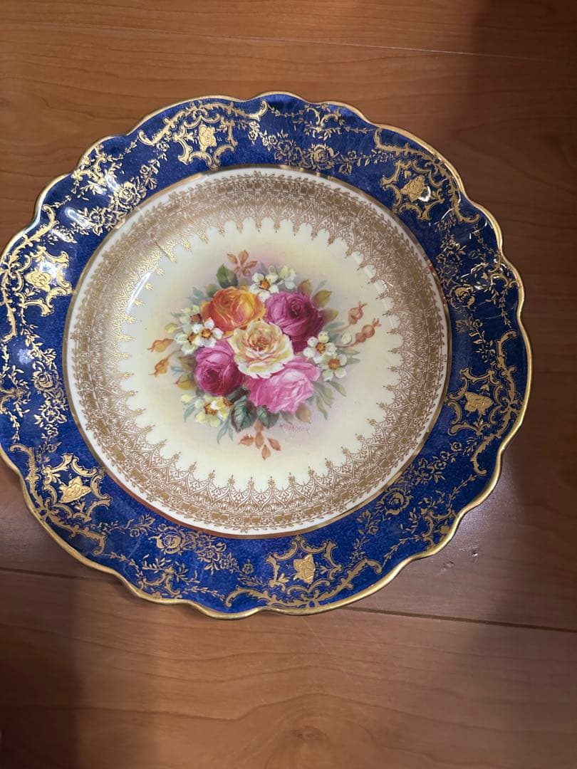 アンティーク花柄プレート 約27cm クレセント社　イギリス
