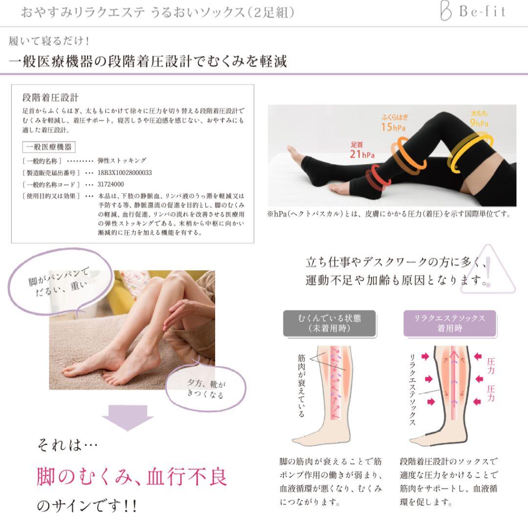 新品未使用●Be-fit おやすみリラクエステ うるおいソックス 2足組