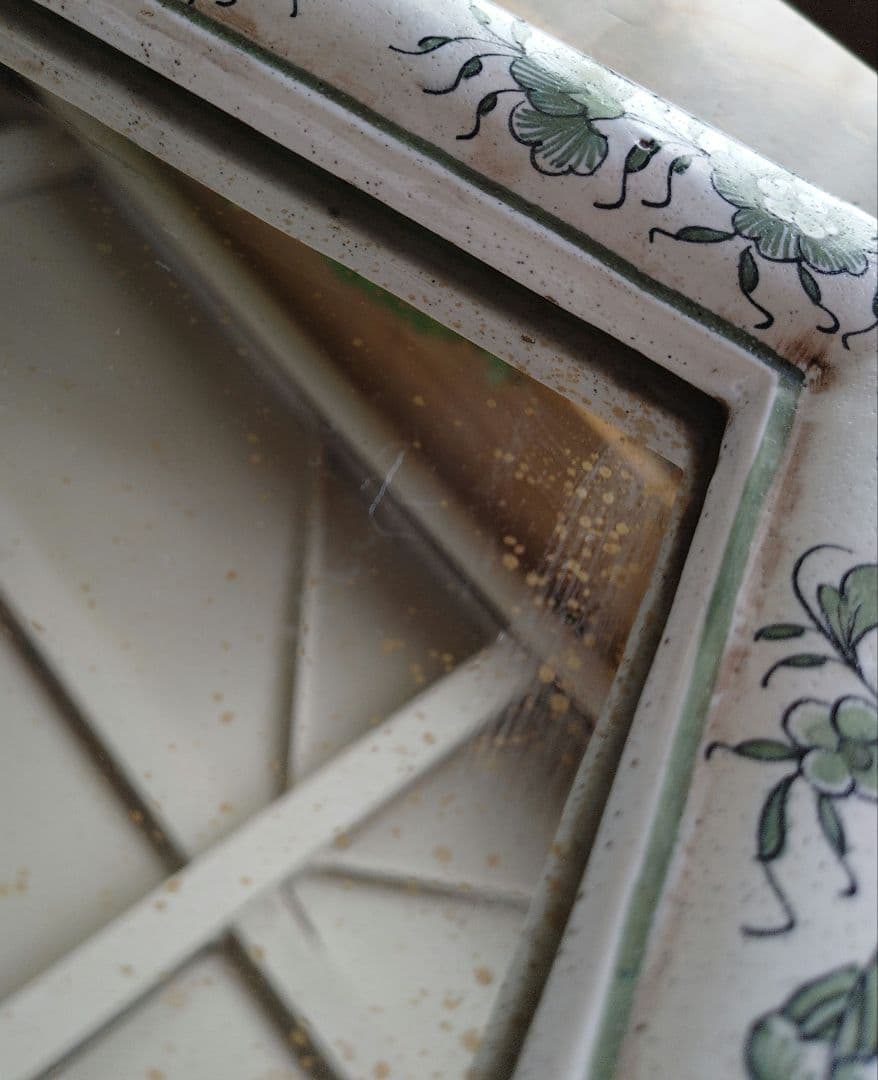 アンティークミラー made France mirror フランス 陶器製 鏡
