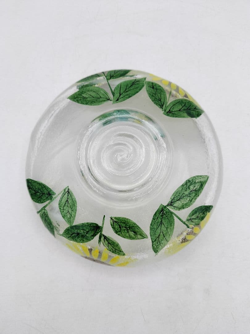 d090【新品・未使用】茶碗 ガラス 馬盥 ひまわり 八木海峰 紙箱 茶道具