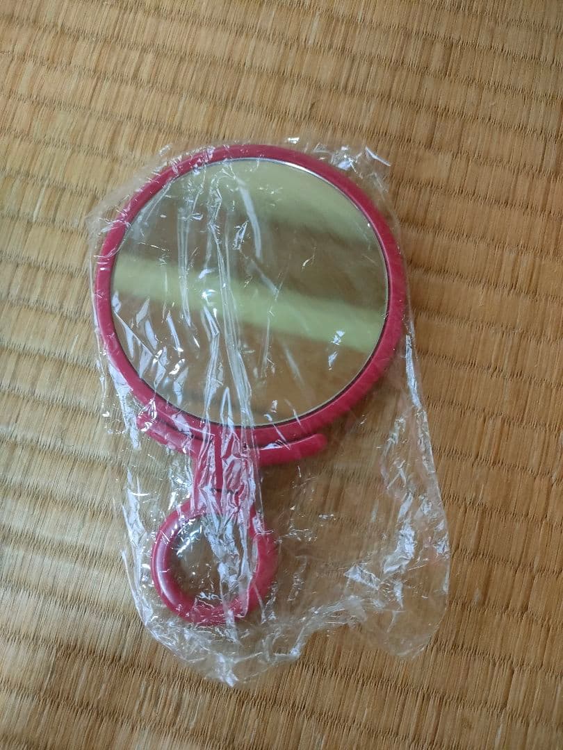 【新品未使用】スヌーピー 円形ミラー 赤色ハンドル