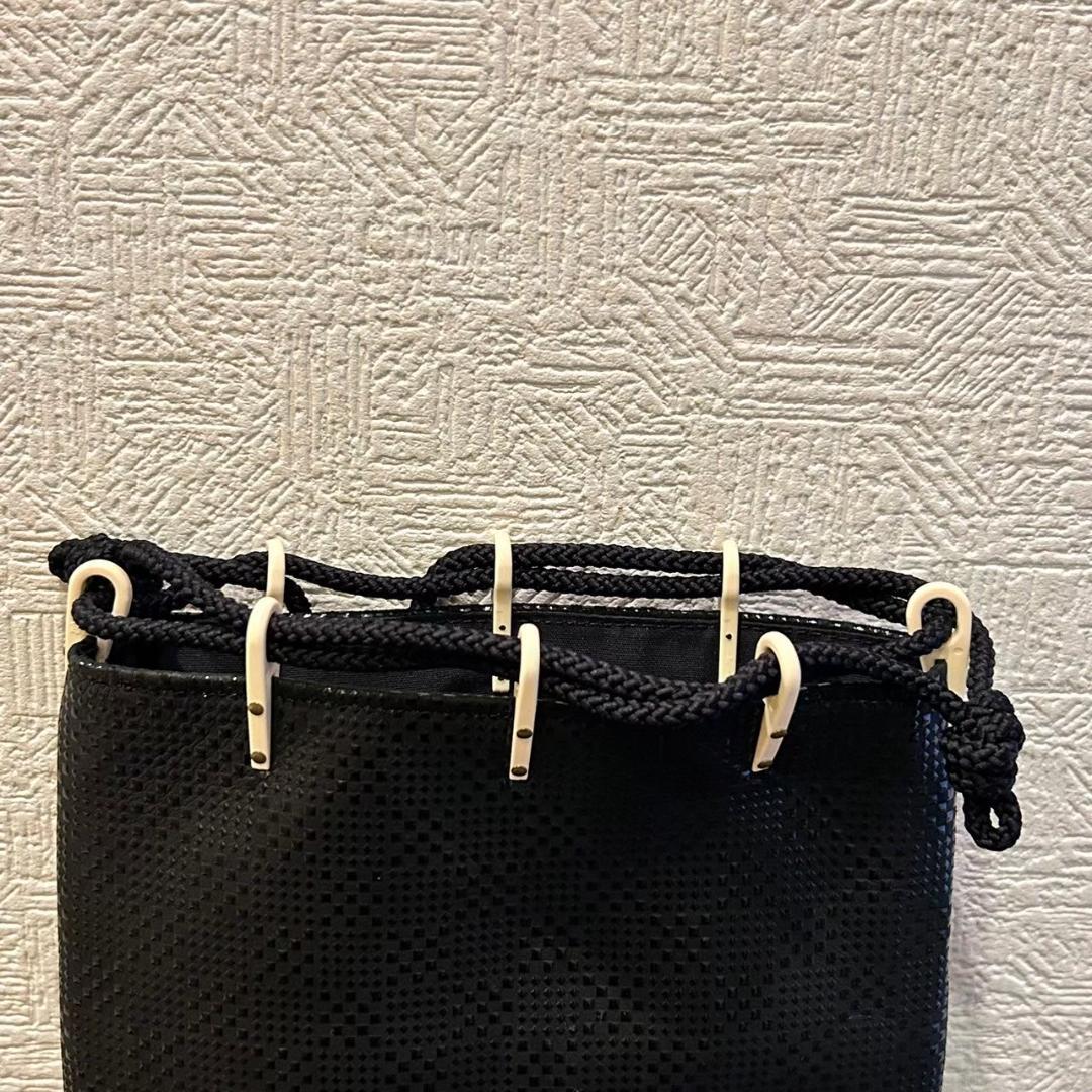 印傳屋 INDEN-YA 合切袋 巾着 鹿革 黒地 漆黒