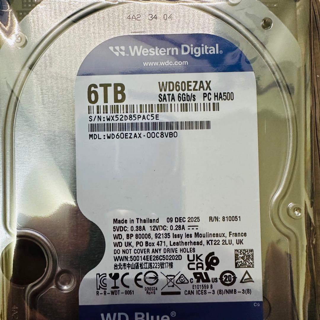 新品未使用WD60EZAX WD Blue 6TB 3.5インチ SATA 6G
