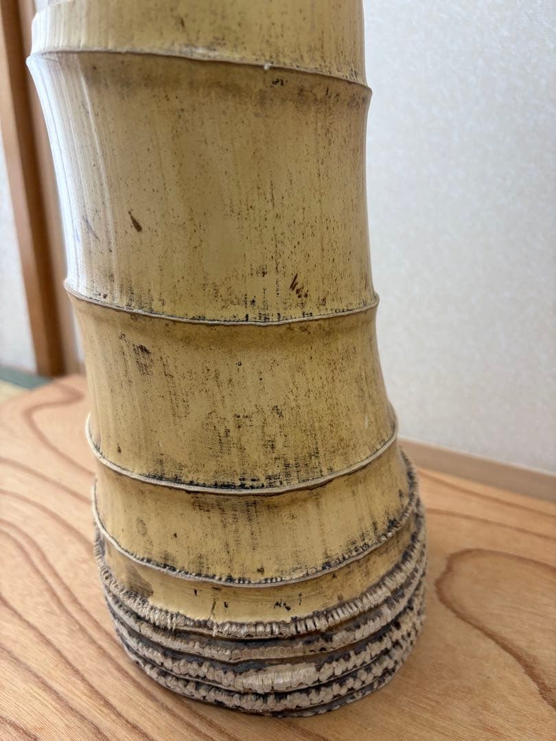 66 美品　根付き　二重切り　二重切　 生け花　竹花入れ　華道具