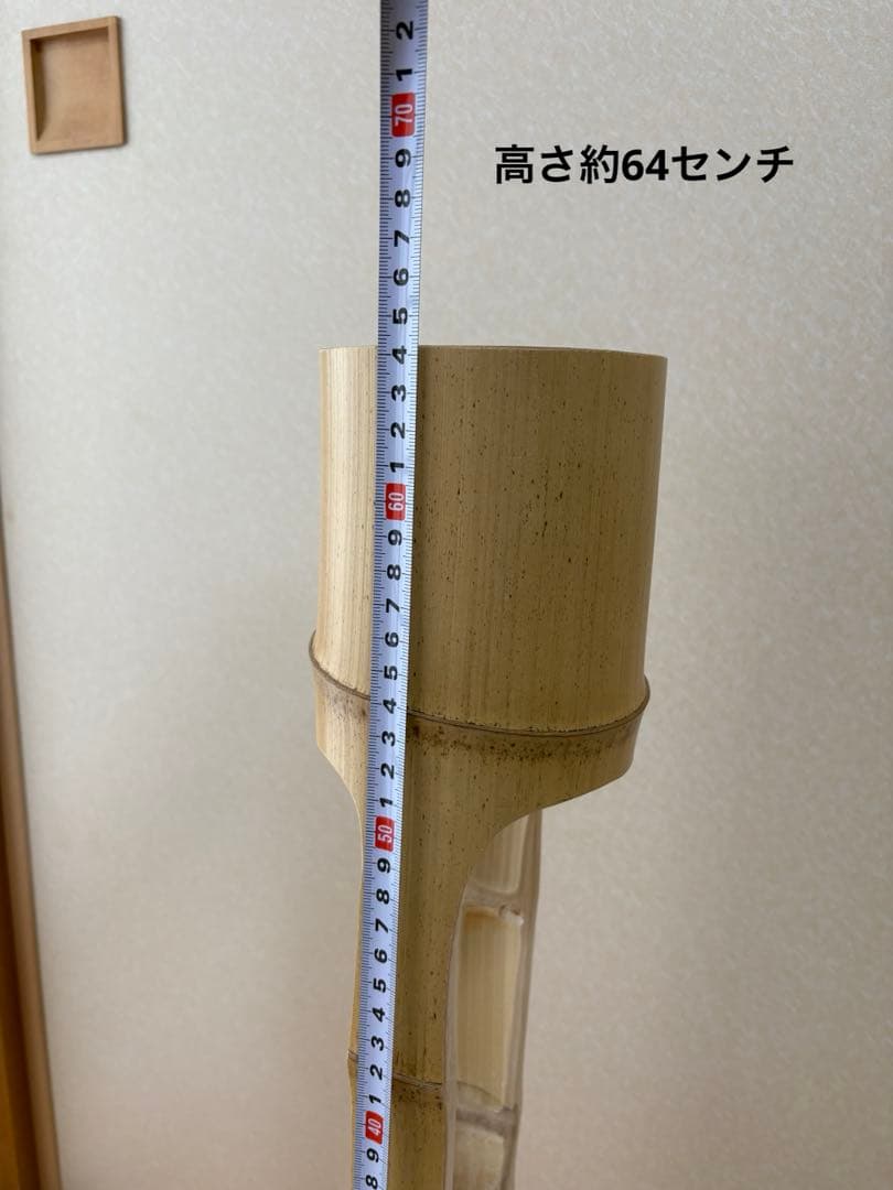 66 美品　根付き　二重切り　二重切　 生け花　竹花入れ　華道具