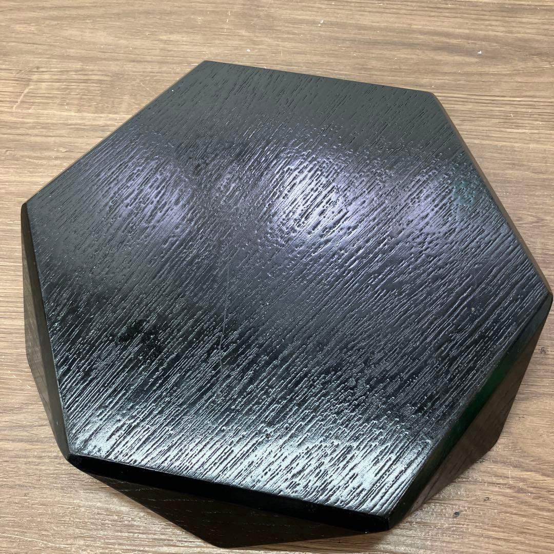E-1 菓子盆 漆器 独楽盆 黒漆 朱縁 六角形 菓子器 伝統工芸 茶道具