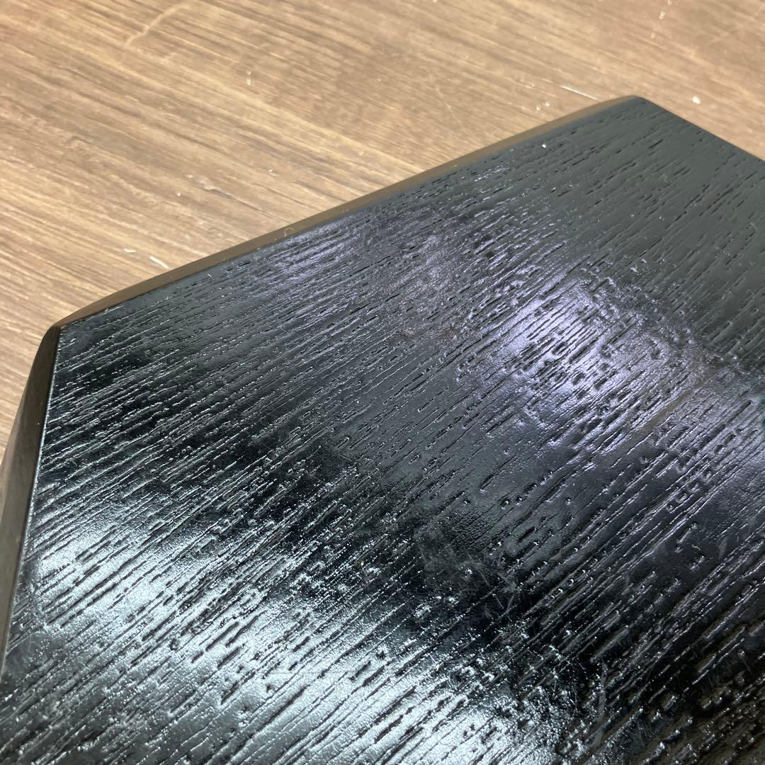 E-1 菓子盆 漆器 独楽盆 黒漆 朱縁 六角形 菓子器 伝統工芸 茶道具