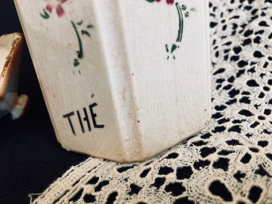 フランスアンティーク ステンシル キャニスター THE お茶用