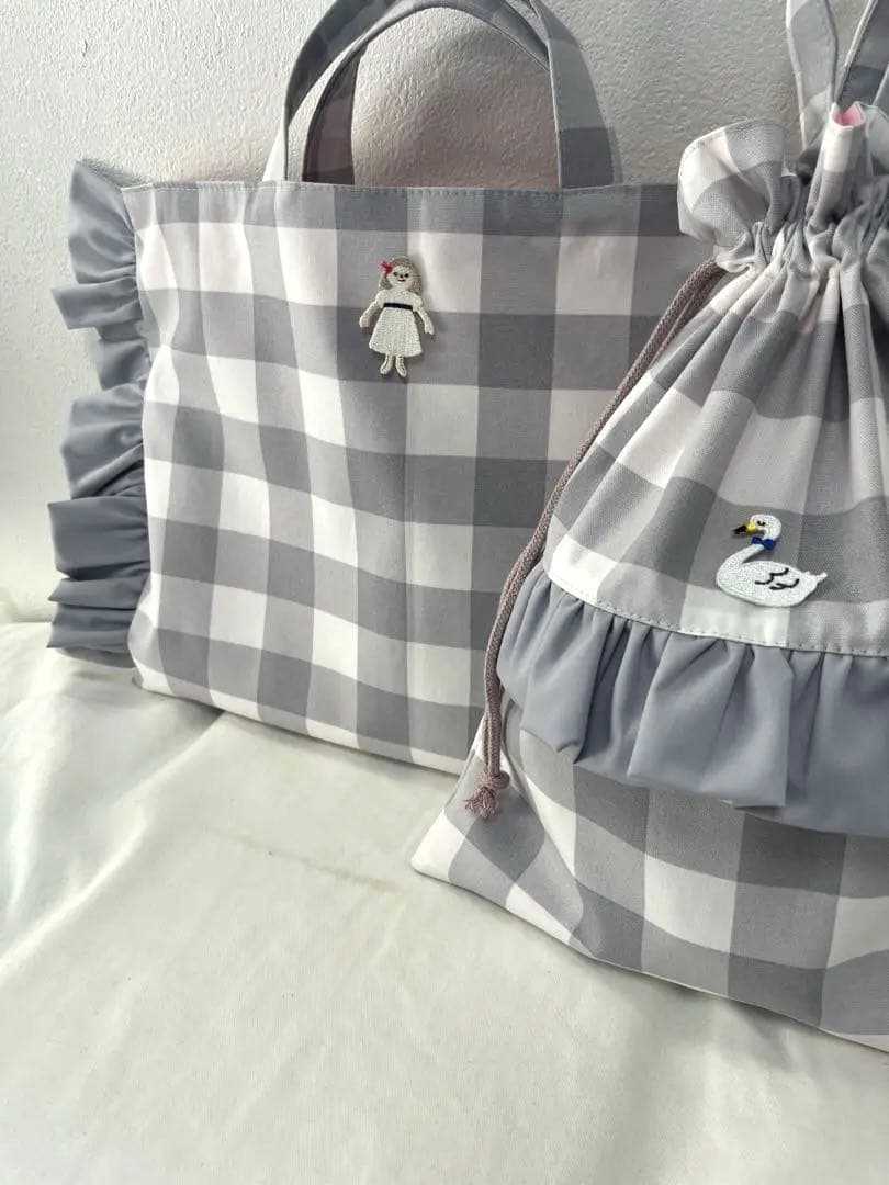 maruさま☆専用　入園入学　フリルレッスンバッグ　体操服　ギンガムチェック