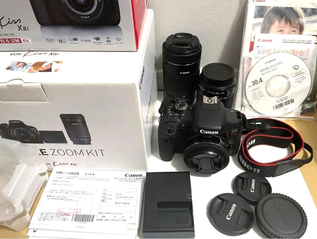 【美品】Canon EOS KISS X8i レンズ3点 標準,望遠,単焦点