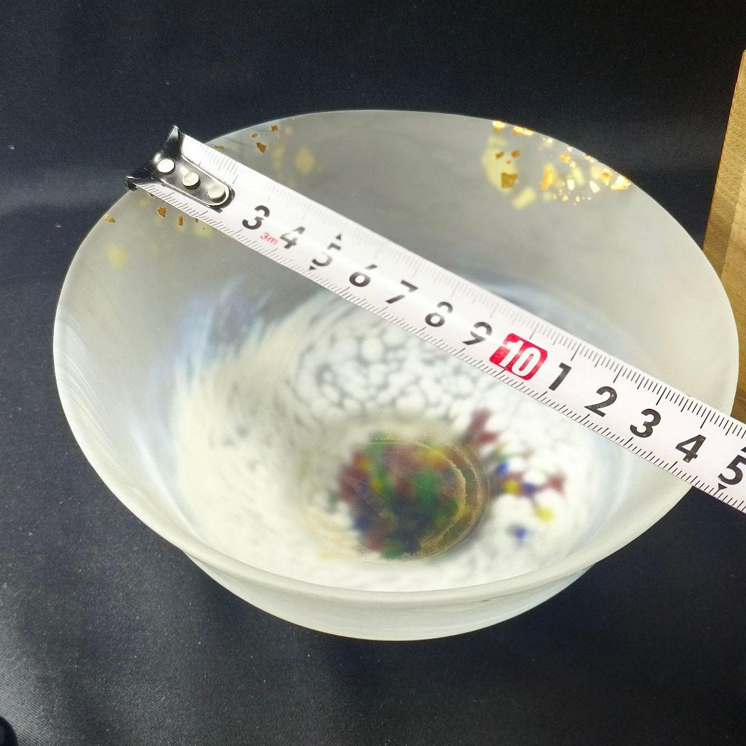 茶道具 硝子茶碗 金彩 手作り硝子工芸品 桐箱入り 未使用美品 蒐集家放出 蔵出