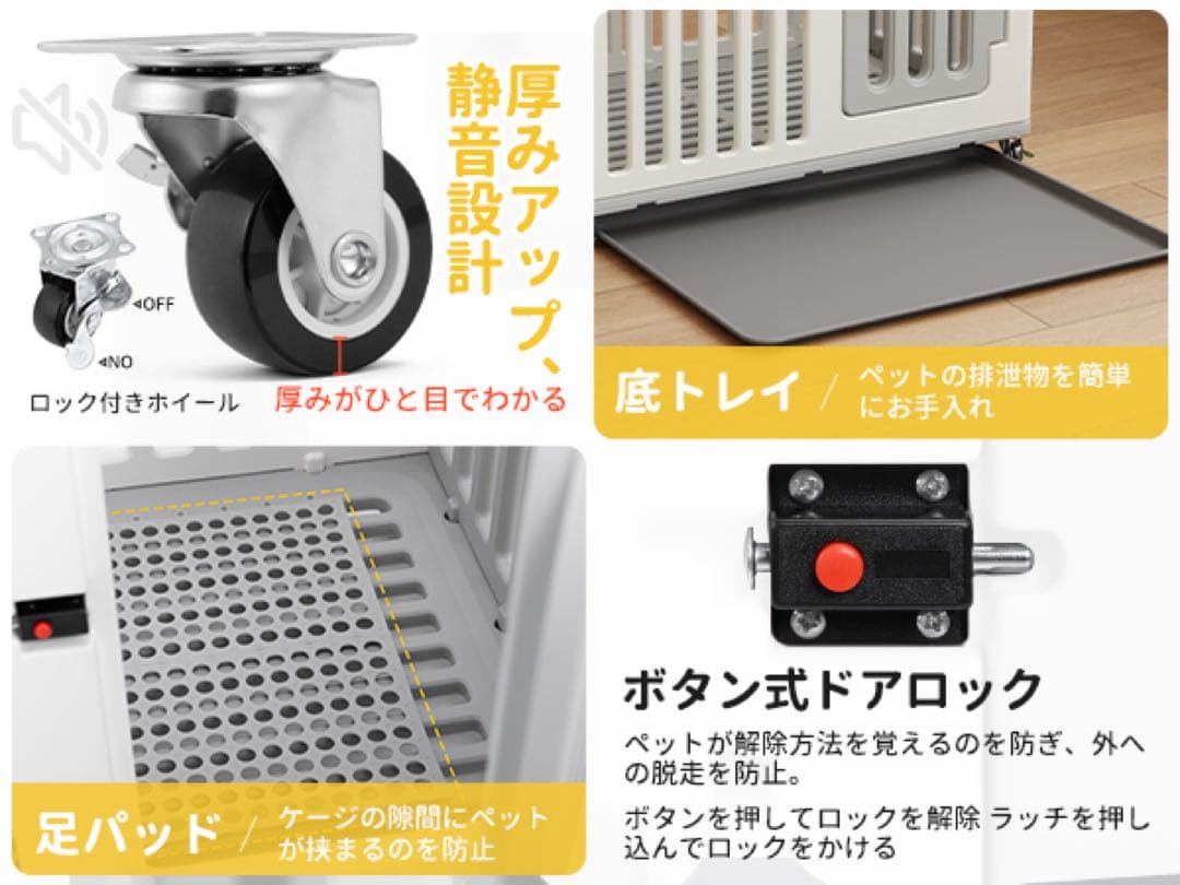 ⭐️犬 ゲージ 屋根付き ペットケージ トレー付き 65.5×46×60cm