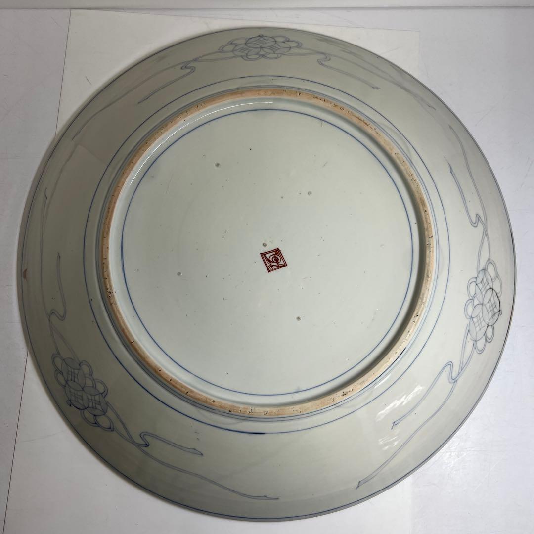 古伊万里　染錦大皿2枚　直径約46.5㎝　東Y8-0319③