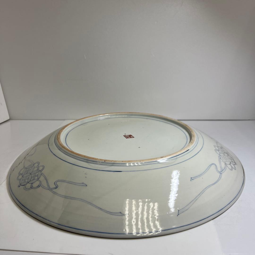 古伊万里　染錦大皿2枚　直径約46.5㎝　東Y8-0319③