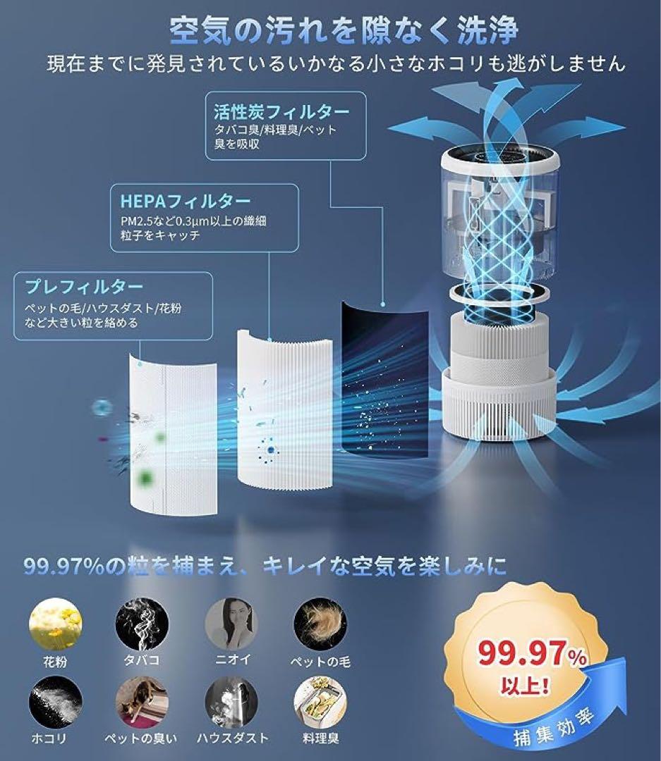 空気清浄機❤️省エネ タイマー機能 20畳 小型 コンパクト チャイルドロック付き