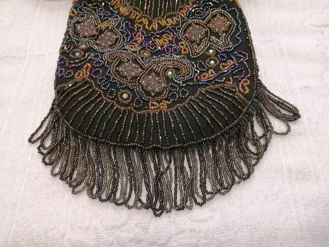 世界に一つ ハンドメイド ビーズ細工 中近東 ショルダー ポシェット 巾着仕様