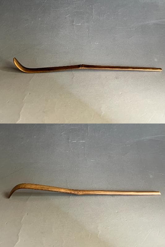 茶杓■末廣 丸撓め 蟻腰 刃 お茶道具 竹製 共箱 古美術 時代物 骨董品■