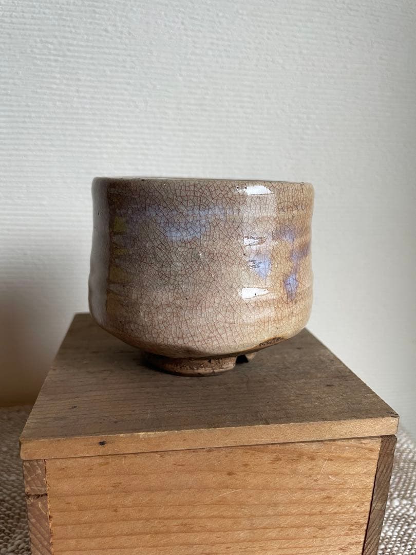 【時代】ヴィンテージ 古萩 萩焼 割高台 茶道 湯呑み 筒茶碗 貫入 薄茶