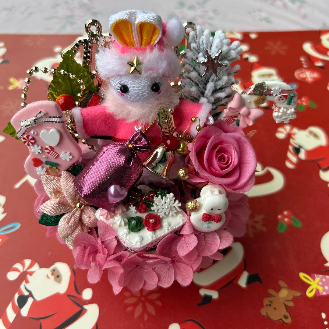 ハンドメイド❣️クリスマスアレンジ❣️ツリー、ケーキプリザーブドフラワー薔薇❁⃘*.゜