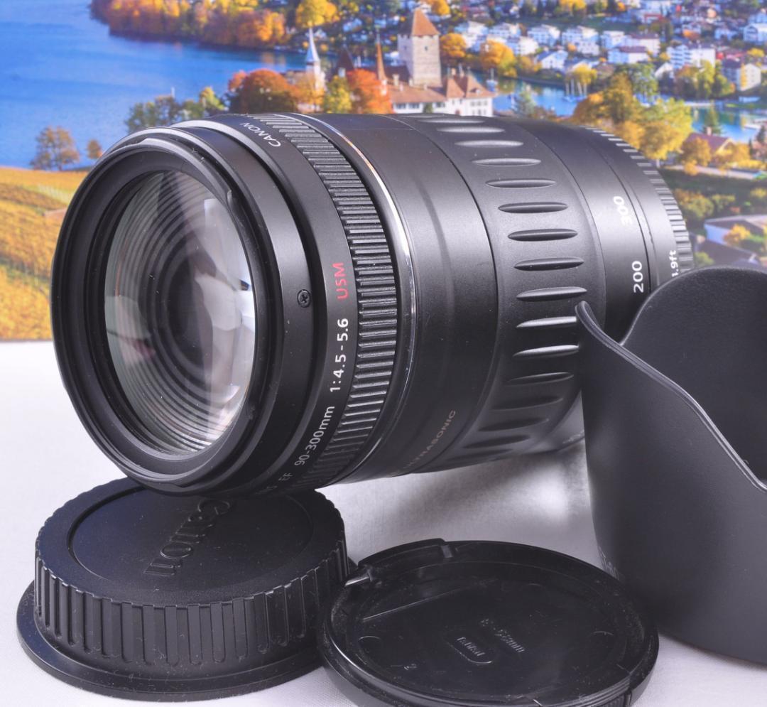 望遠レンズ Canon 90-300mm キヤノン 整備済 迅速発送 フード付き