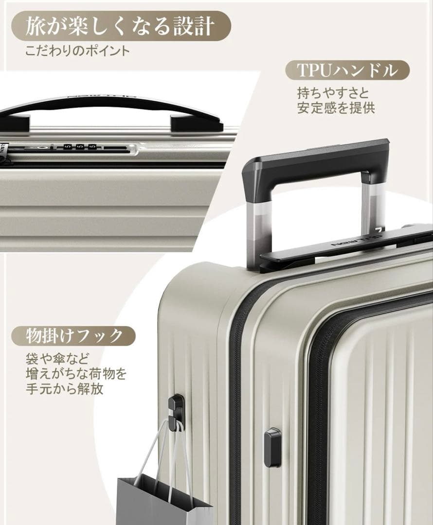New Tripスーツケース フロントオープン 拡張機能 ストッパー付0501