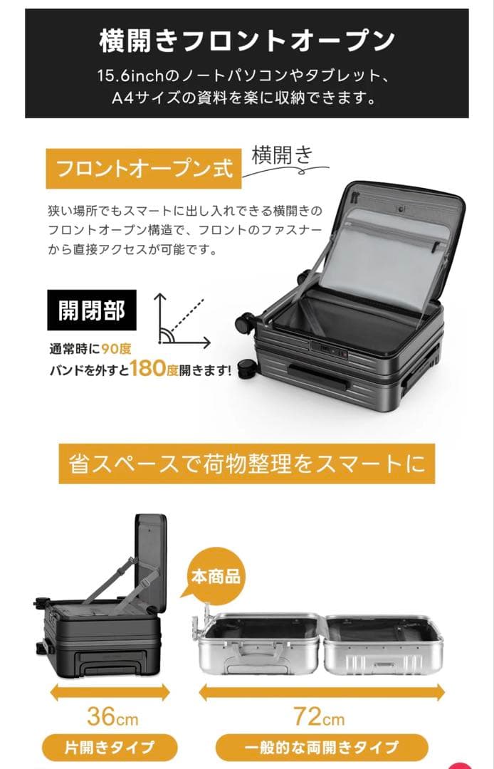New Tripスーツケース フロントオープン 拡張機能 ストッパー付0501