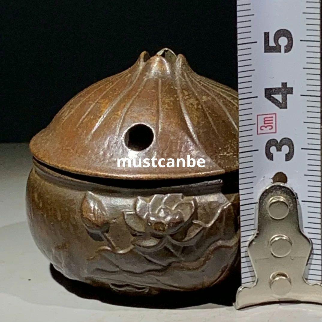 銅製 彫蓮華香炉 香道具 薫香炉 装飾品 工芸品 置物