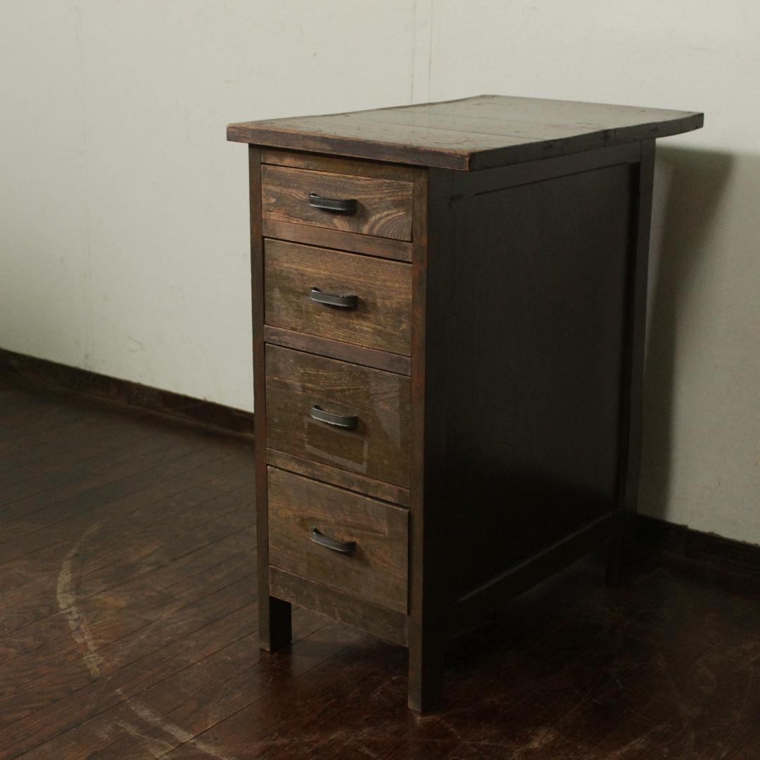 昭和レトロ 古い木製袖机 引出し収納 古家具 古道具
