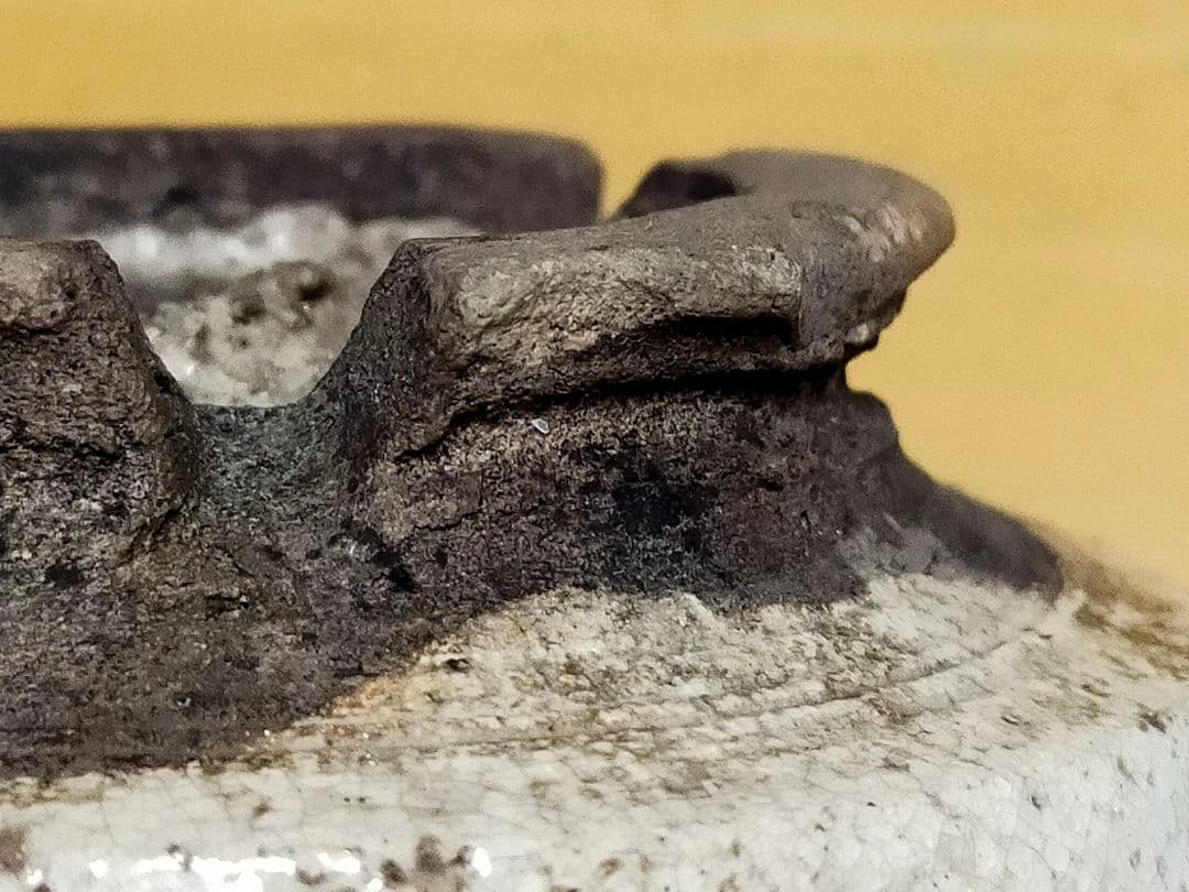 ♥値下げ！♥古萩　茶碗　ニュウ　窯ギレ　あり　仕覆　木箱付き　茶道具　骨董　古玩
