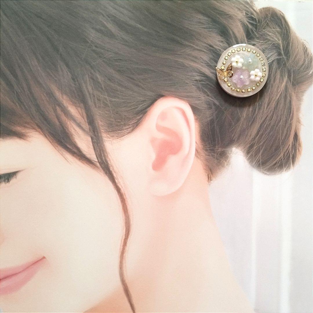再販無し no.1760 レジン ヘアゴム ブローチ ポニーフック