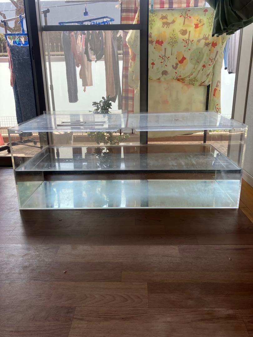 アクリル水槽W1200×D600×H450厚８㎜底面６㎜ジャンク