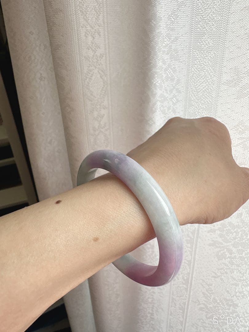 翡翠 白紫 バングル