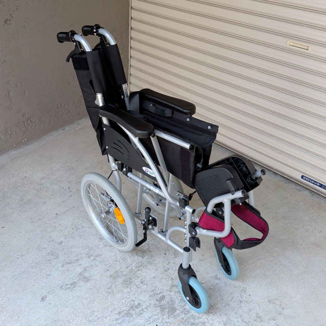 【美品】ケアテックジャパン介助式車椅子ワインレッド軽量アルミフレーム