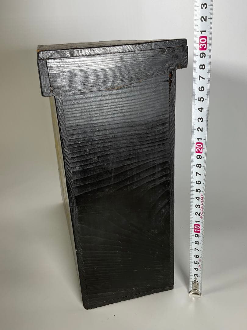 三つ葉葵　木箱　収納　古道具　幅約29cm　高さ約30cm