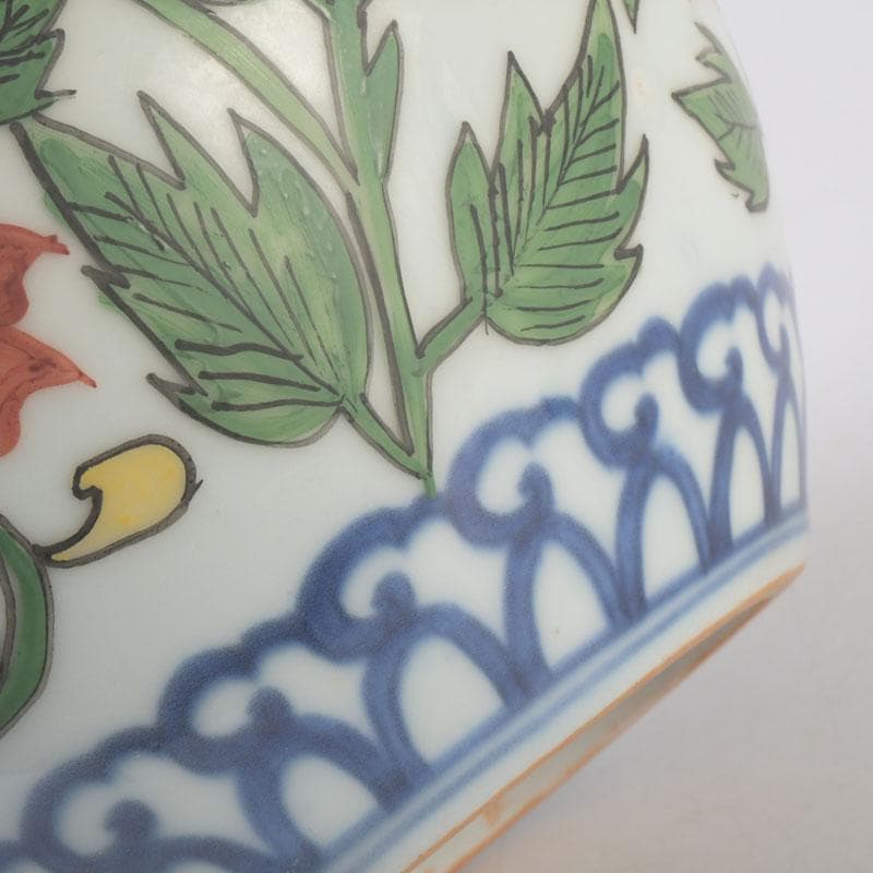 中国　色絵　花草文　瓢形瓶　花瓶　V　A7A