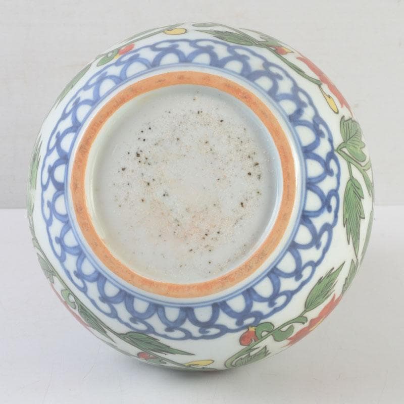 中国　色絵　花草文　瓢形瓶　花瓶　V　A7A