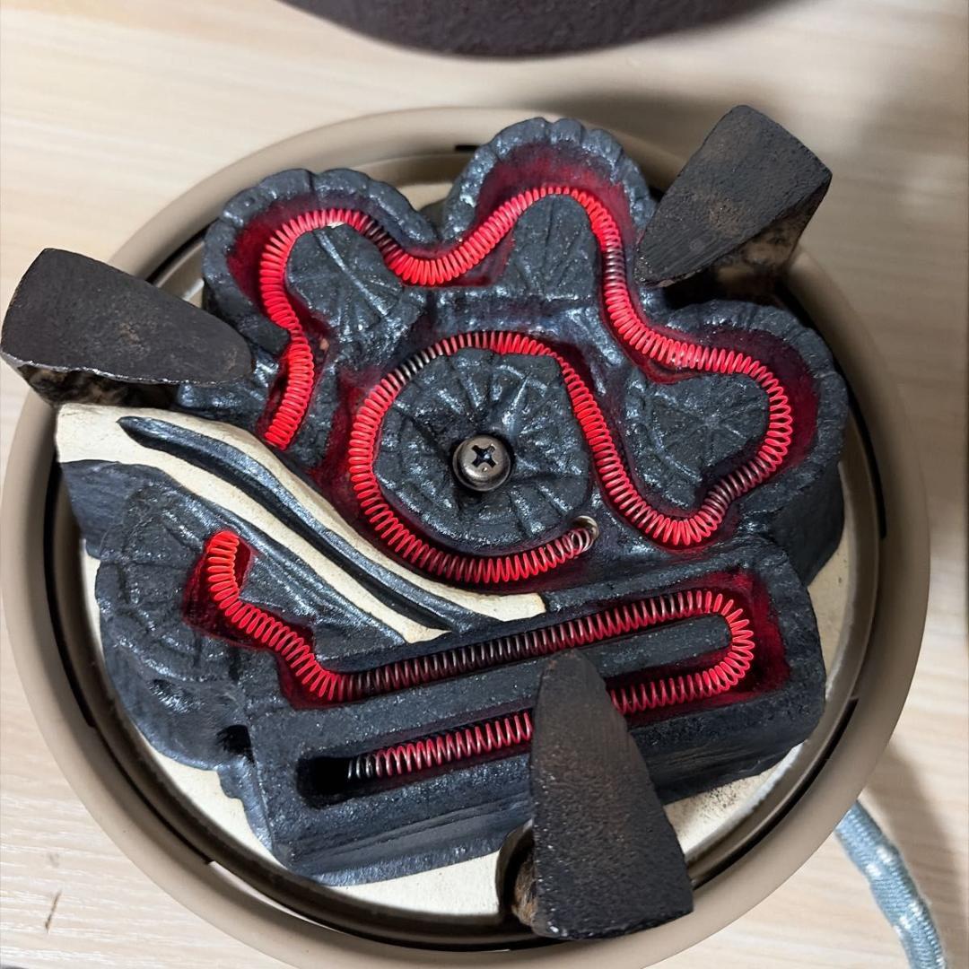 【龍敏堂造】風炉釜 荒肌鬼面 No.7 電熱器一体型 茶道具 敷板・元箱付