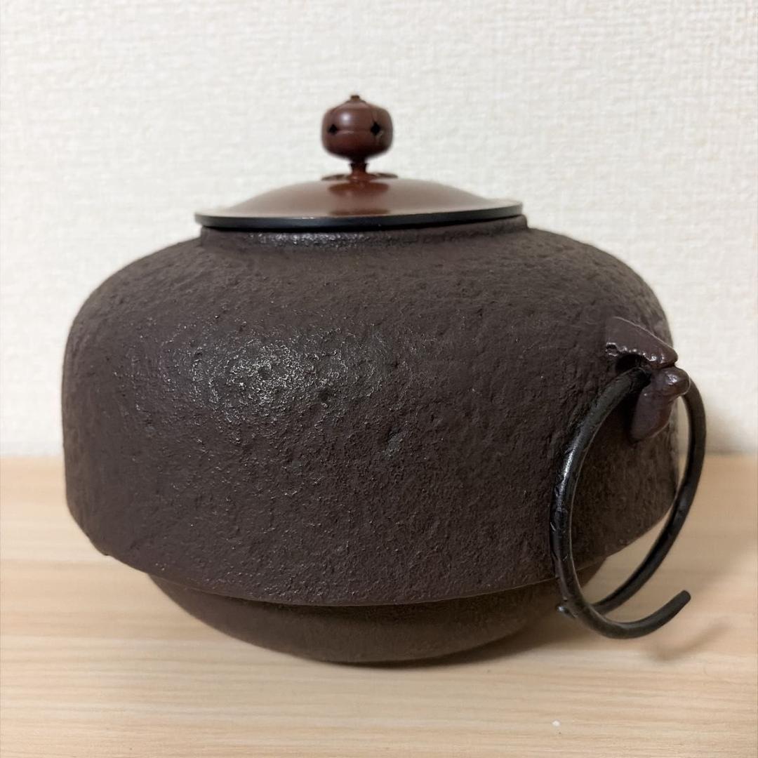 【龍敏堂造】風炉釜 荒肌鬼面 No.7 電熱器一体型 茶道具 敷板・元箱付